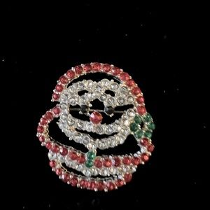 Rhinestone Santa Christmas Pin